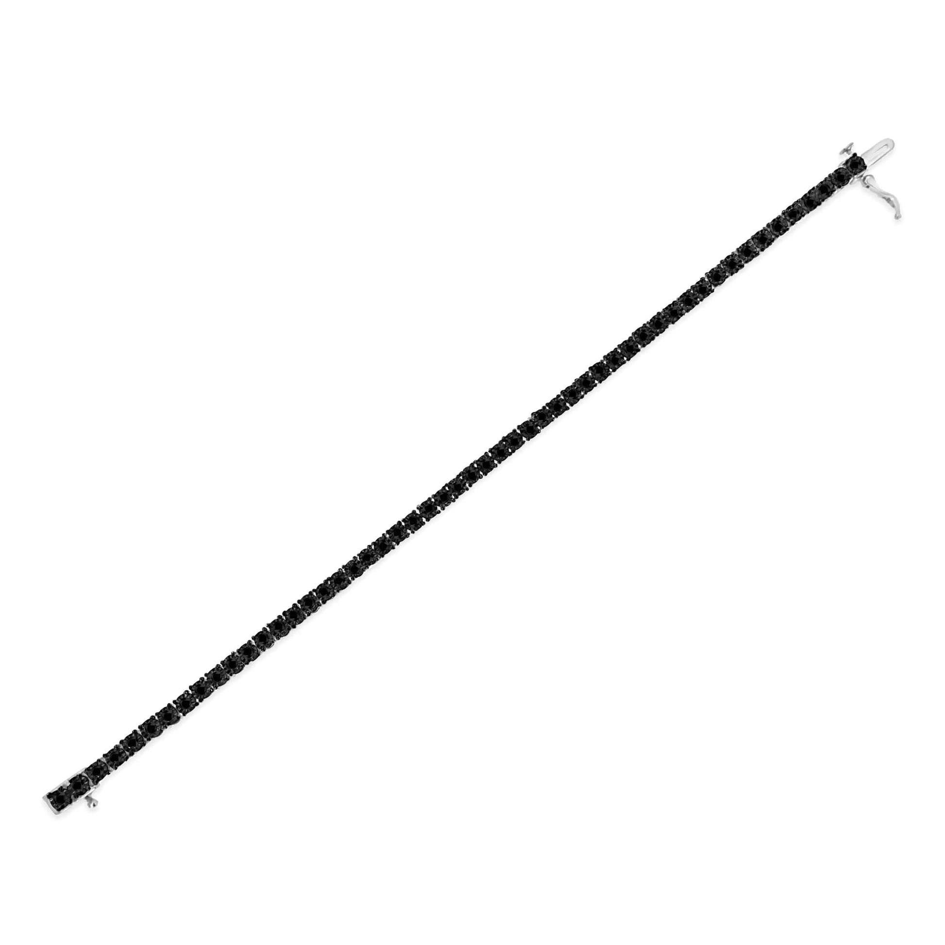 .925 Sterling Silver 3.0 Cttw Miracle-Set Treated Black Diamond Round Miracle Plate Tennis Bracelet (Black Color, I3 Clarity) - 7.25" WEM Support (www.WEM.support)