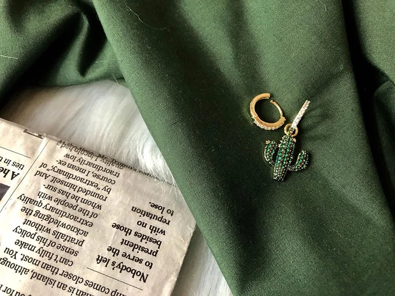 Summer Green Cactus Monaco Earrings WEM Support (www.WEM.support)