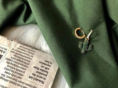 Summer Green Cactus Monaco Earrings WEM Support (www.WEM.support)