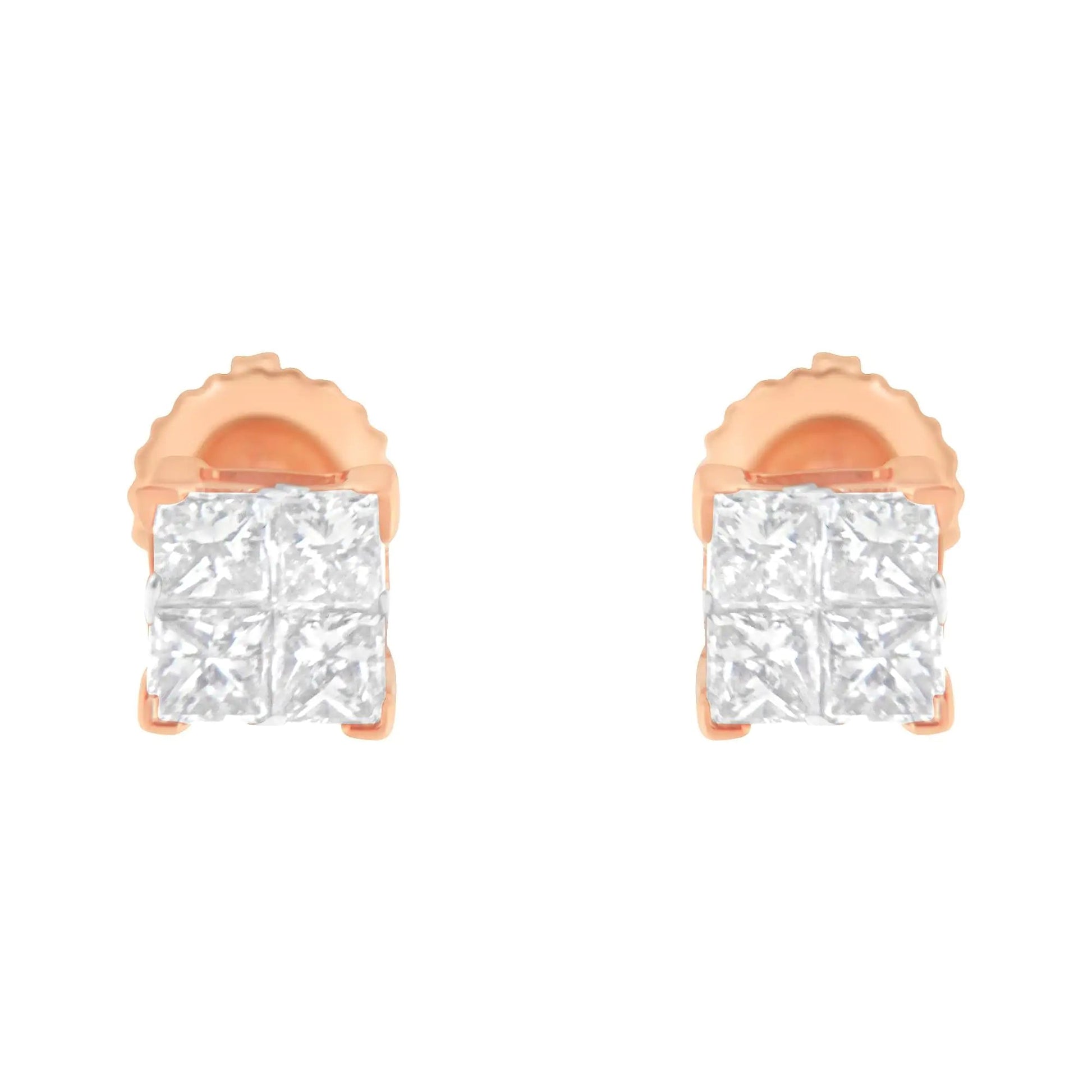 10K Gold Princess Diamond Composite Stud Earring (1/2 cttw, I-J Color, I1-I2 Clarity) WEM Support (www.WEM.support)