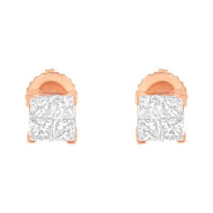 10K Gold Princess Diamond Composite Stud Earring (1/2 cttw, I-J Color, I1-I2 Clarity) WEM Support (www.WEM.support)