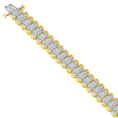 10K Yellow Gold Round Cut Diamond Ring Bracelet (3.00 cttw, J-K Color, I2-I3 Clarity) WEM Support (www.WEM.support)
