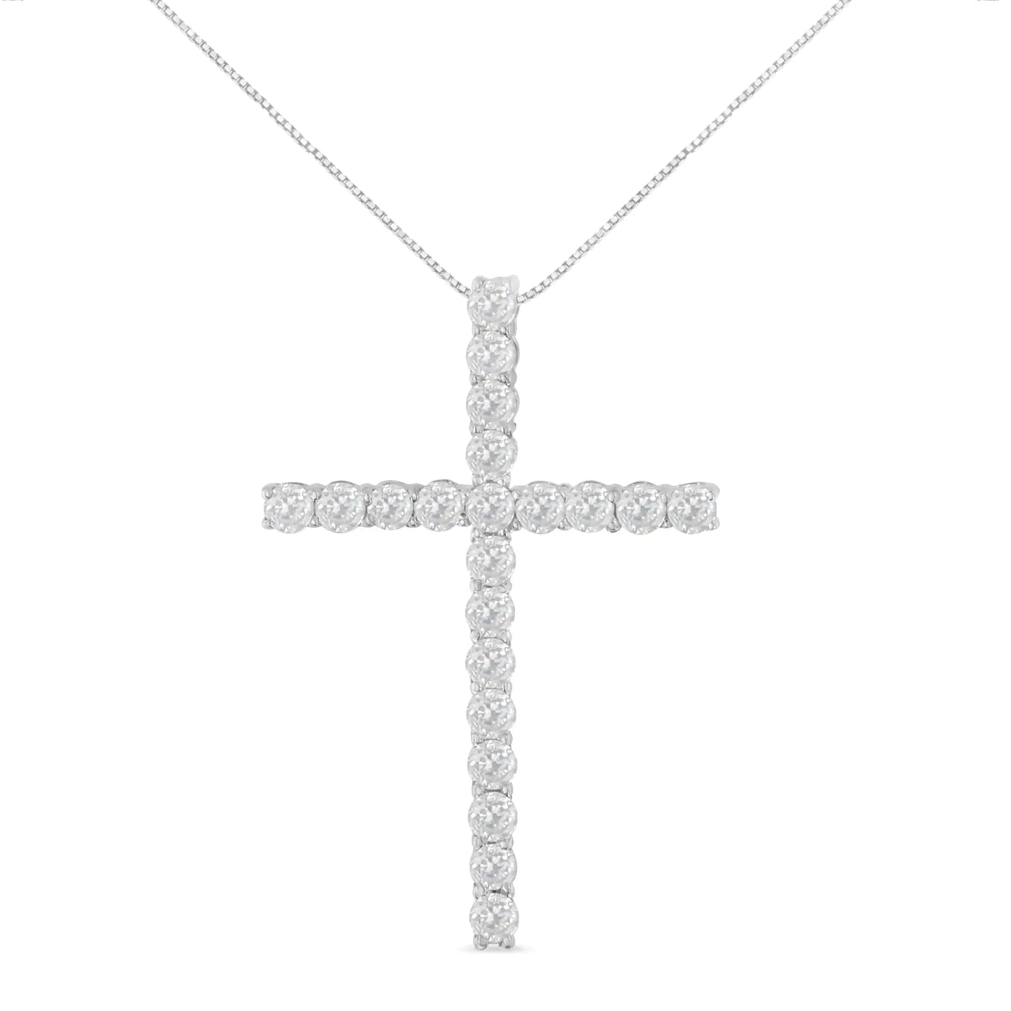 10Kt White Gold 1 cttw Diamond Cross Pendant Necklace (H-I, I1-I2) WEM Support (www.WEM.support)