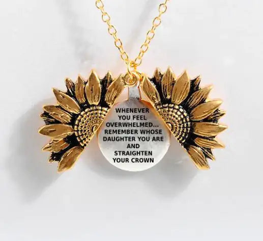 Sunflower Double-layer Lettering Necklace WEM Support (www.WEM.support)