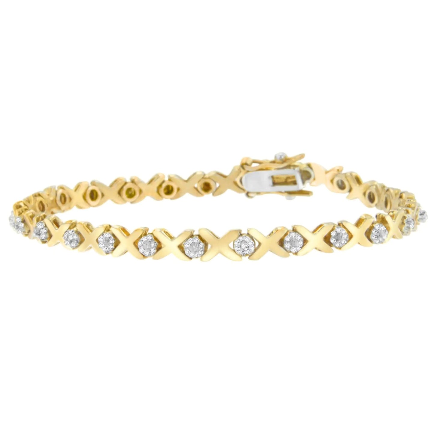 10K Yellow Gold Round Cut Diamond Bracelet (0.03 cttw, I-J Color, I2-I3 Clarity) WEM Support (www.WEM.support)