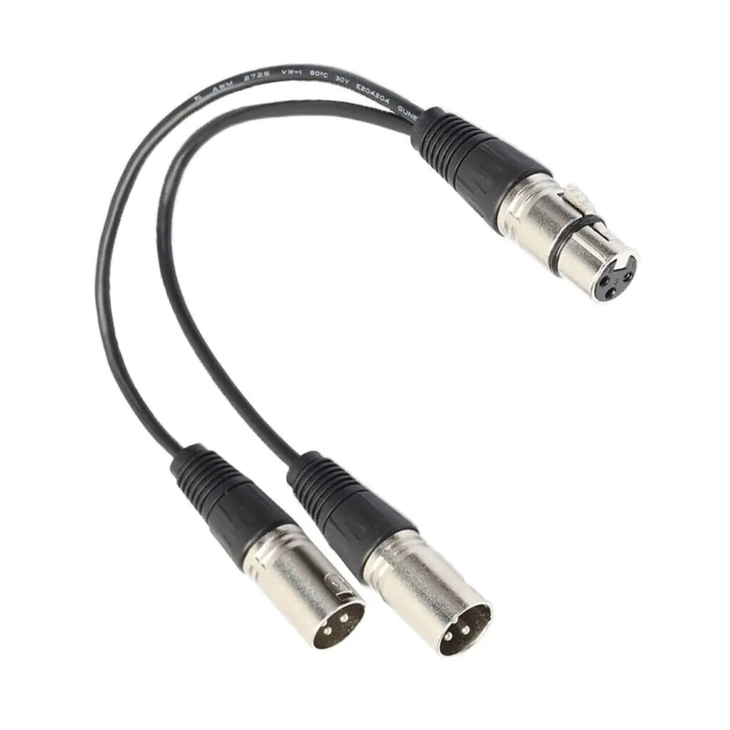 3Pin XLR Female Jack To Dual 2 Male Plug Y Splitter Cable Adapter Microphone USA WEM Support (www.WEM.support)
