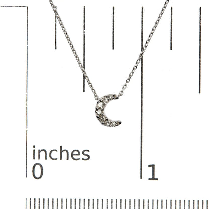 10K White Gold Diamond Accented Crescent Moon Shaped 18" Inch Pendant Necklace (H-I Color, I1-I2 Clarity) WEM Support (www.WEM.support)