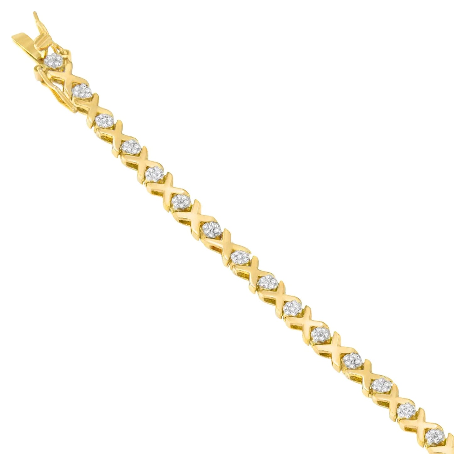 10K Yellow Gold Round Cut Diamond Bracelet (0.03 cttw, I-J Color, I2-I3 Clarity) WEM Support (www.WEM.support)