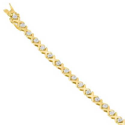 10K Yellow Gold Round Cut Diamond Bracelet (0.03 cttw, I-J Color, I2-I3 Clarity) WEM Support (www.WEM.support)