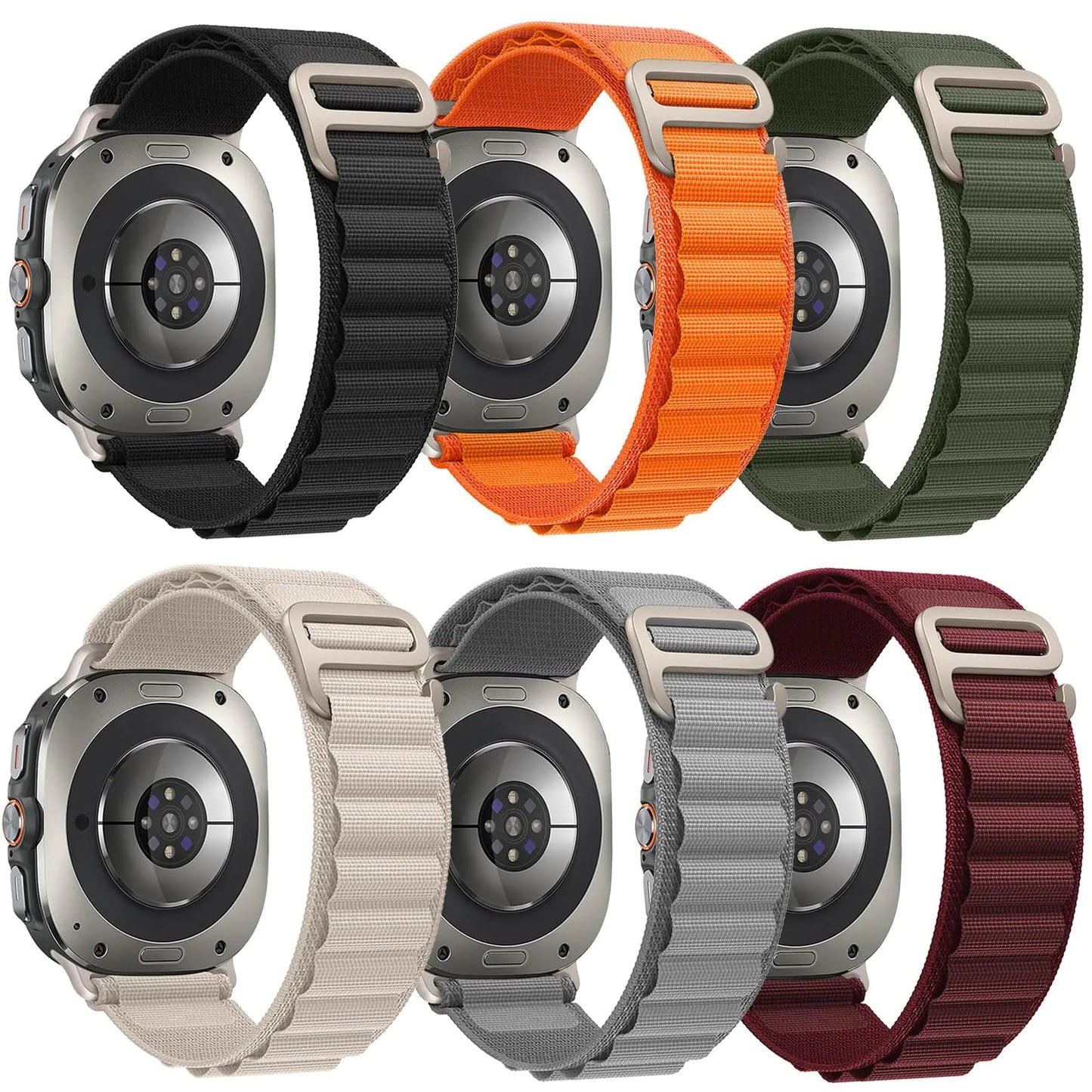 6 Pack Sport Alpine Loop Bands Compatible with Apple Watch Ultra 2&1 Band 49mm 46mm 45mm 44mm Men Women；Soft Sport Loop Bands Replacement Strap for iWatch Ultra 2&1 Series 10 9 8 7 SE 6 5 4 - Catch Cards