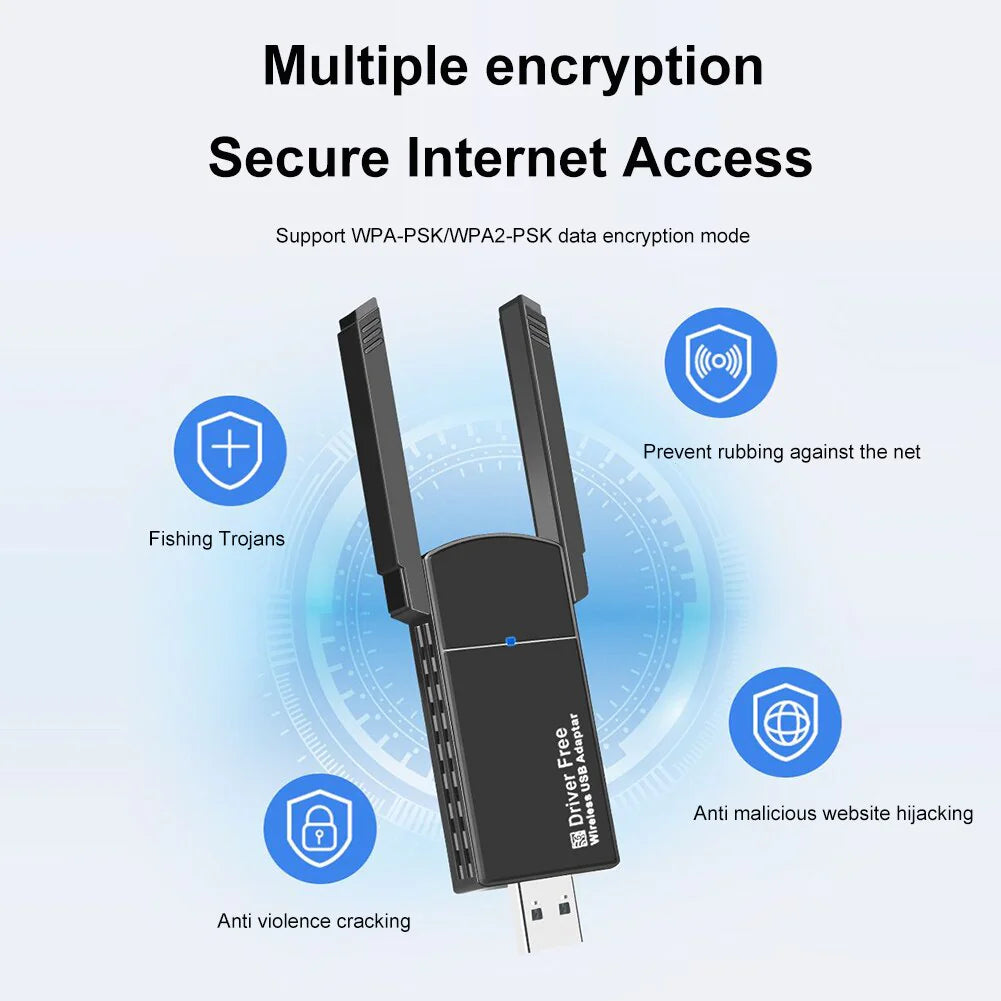 USB 3.0 Wireless WIFI Adapter 1300Mbps Long Range Dongle Dual Band 5Ghz Network WEM Support (www.WEM.support)