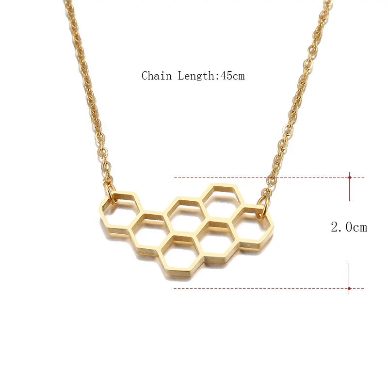 Horizonal Honeycomb Pendant With Bee And Chain WEM Support (www.WEM.support)