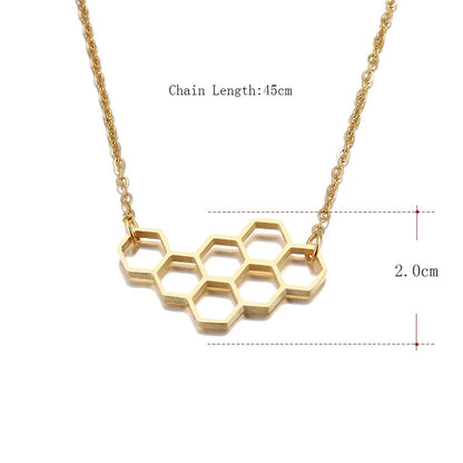 Horizonal Honeycomb Pendant With Bee And Chain WEM Support (www.WEM.support)