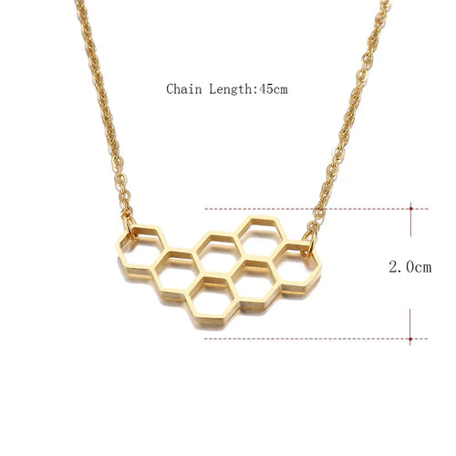 Horizonal Honeycomb Pendant With Bee And Chain WEM Support (www.WEM.support)