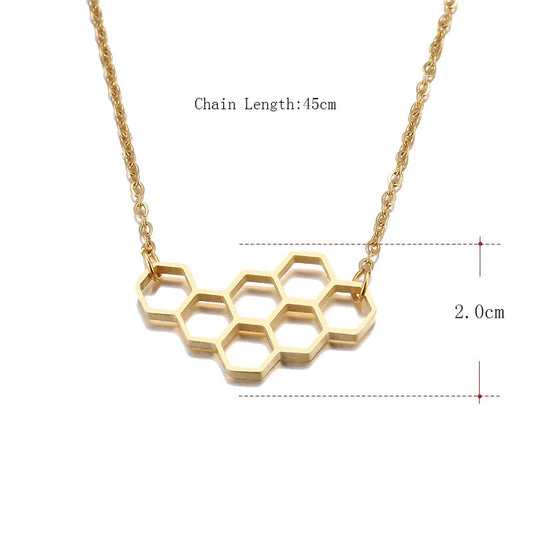 Horizonal Honeycomb Pendant With Bee And Chain WEM Support (www.WEM.support)