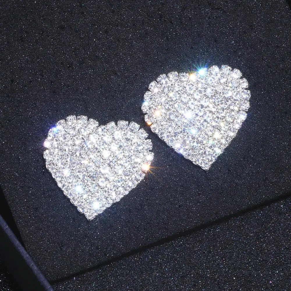 Crystal Heart Stud Earrings WEM Support (www.WEM.support)