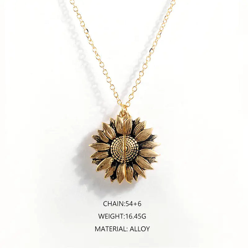 Sunflower Double-layer Lettering Necklace WEM Support (www.WEM.support)