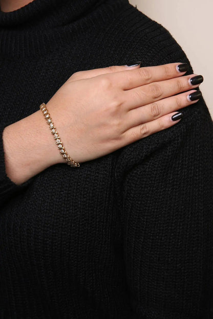 10K Yellow Gold Plated .925 Sterling Silver 5.00 Cttw Diamond S-Link Bracelet (K-L Color, I2-I3 Clarity) Size 7.25" WEM Support (www.WEM.support)