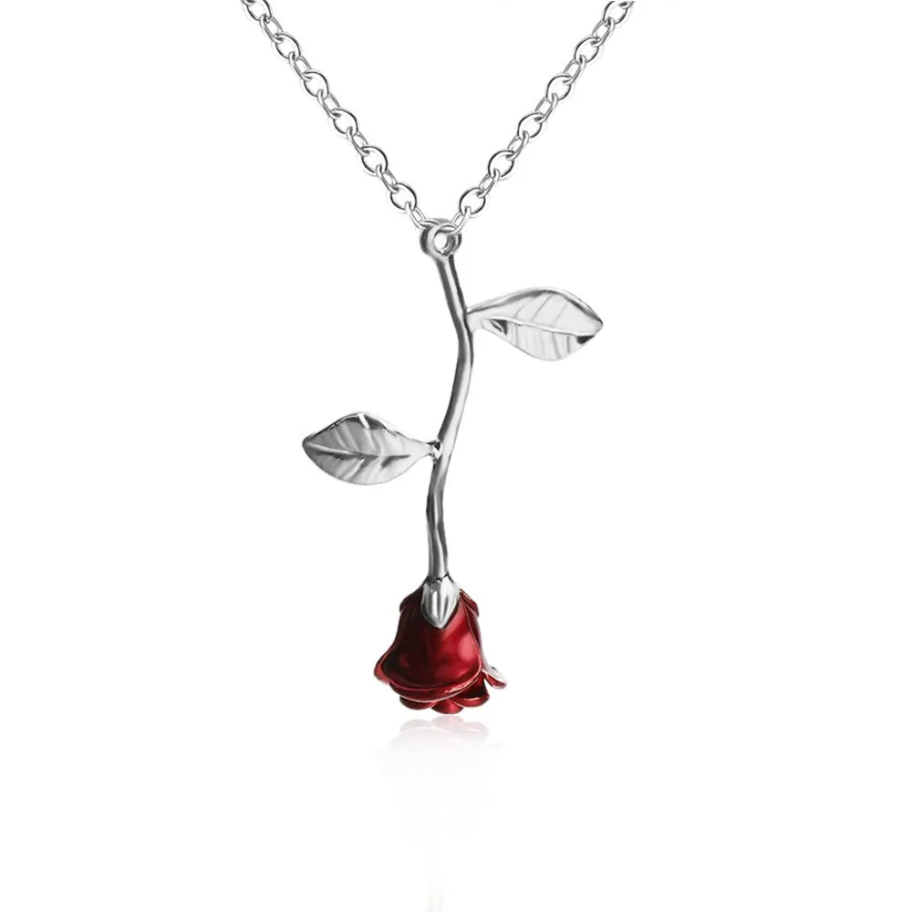Red Rose Flower Necklace WEM Support (www.WEM.support)