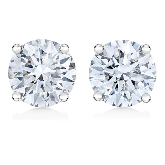 AGS Certified 14K White Gold 1.0 Cttw 4-Prong Set Brilliant Round-Cut Solitaire Diamond Push Back Stud Earrings (E-F Color, I1-I2 Clarity) WEM Support (www.WEM.support)