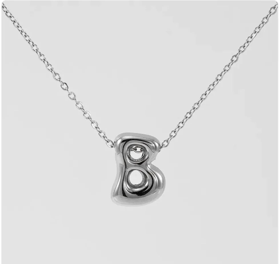 Women's Glossy Bubble Letter Pendant Necklace WEM Support (www.WEM.support)