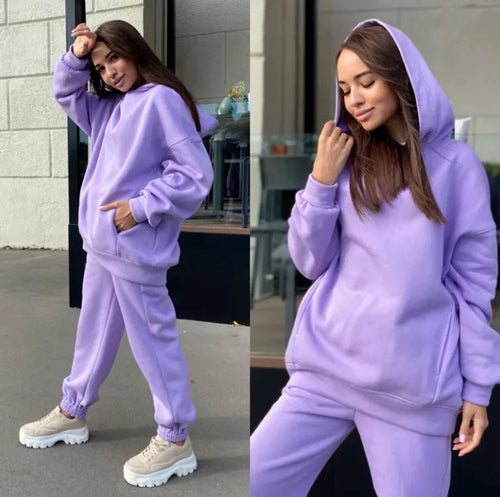 Women's Hooded Sweater And Pants Suit WEM Support (www.WEM.support)