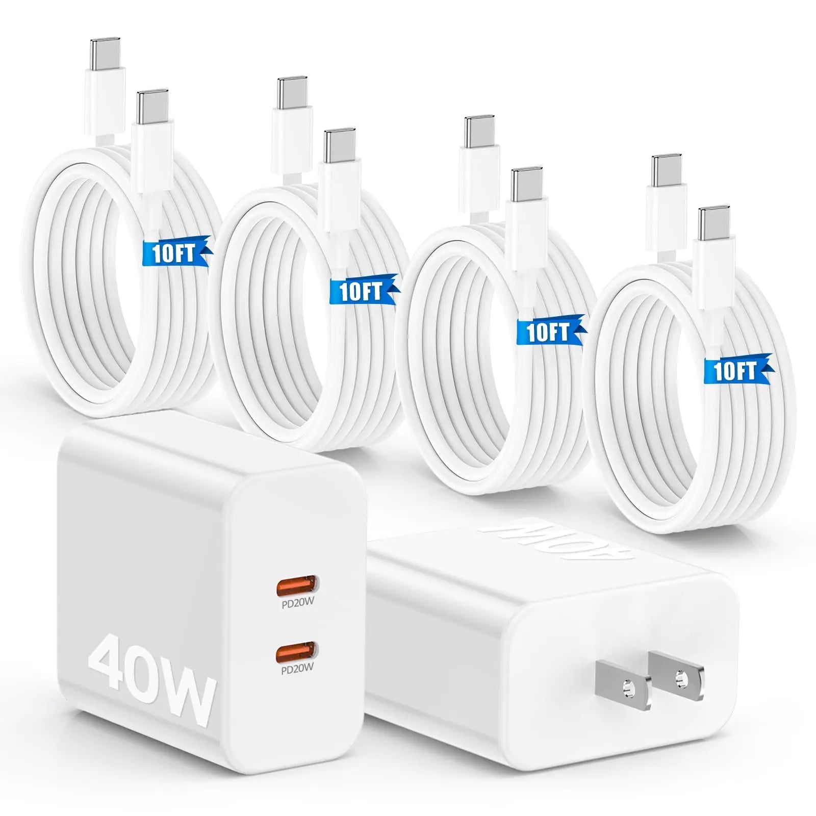 40W Fast Charger for iPhone 16 15 Pro Max Charger Fast Charging,2Pack Dual Port USB C Charging Block with 4Pack 6FT USB C to USB-C Charger Cord for iPhone 16 15 Plus/16 15 Pro Max/iPad Pro/Samsung S24 HejK.com