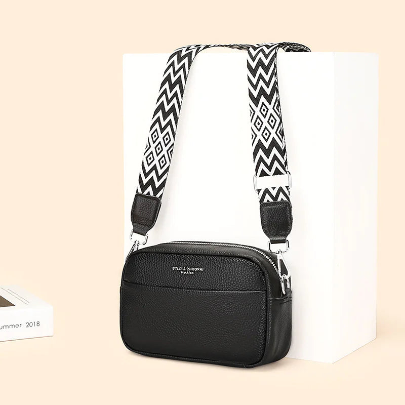 Women's Fashion Simple First Layer Leather One-shoulder Crossbody Bag WEM Support (www.WEM.support)