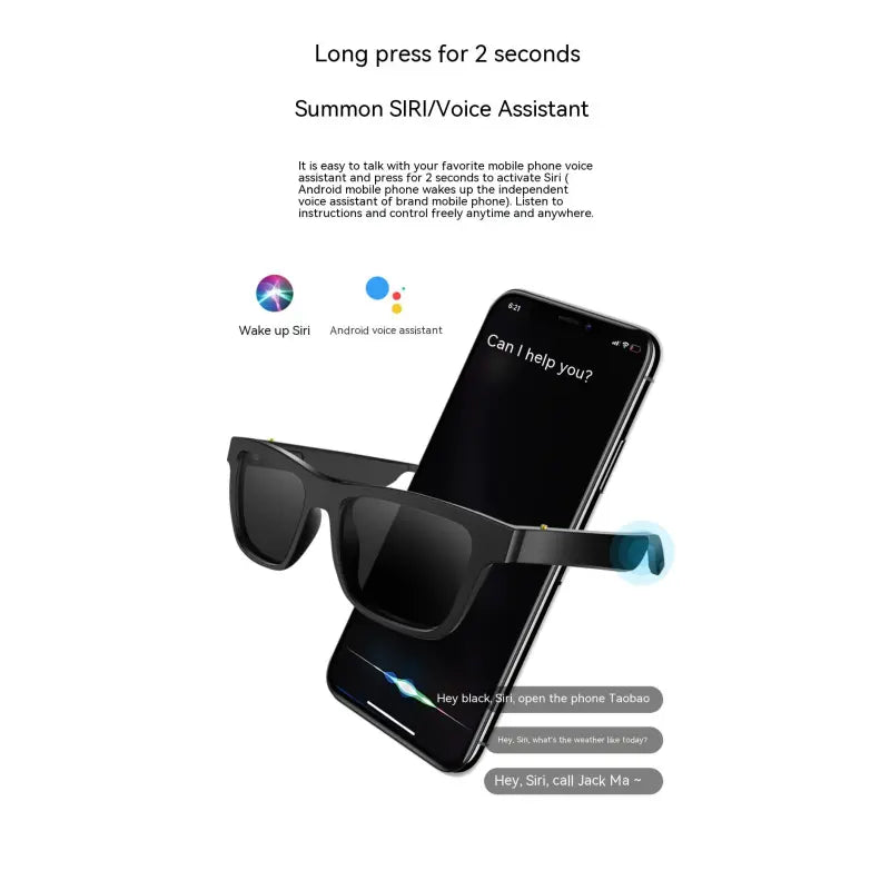Smart Glasses Black Technology Headset Bluetooth Sunglasses WEM Support (www.WEM.support)