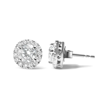 14K White Gold Lab Grown Diamond Solitaire Stud Earrings with Halo (2.00 Cttw, F-G Color, VS2-SI1 Clarity WEM Support (www.WEM.support)
