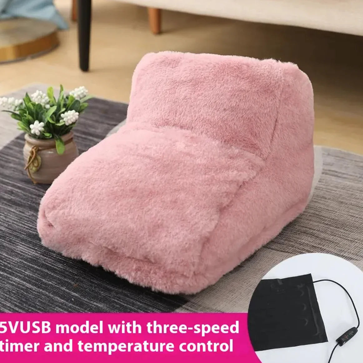 Electric Rabbit Fur Foot Warmer WEM Support (www.WEM.support)