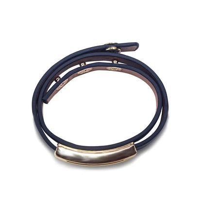 Buckled Leather Bracelet - Navy Blue WEM Support (www.WEM.support)