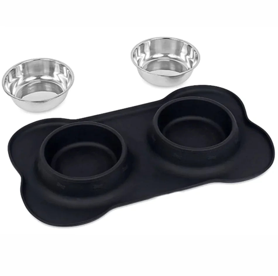 Bone-Shaped Silicone Pet Bowl Mat