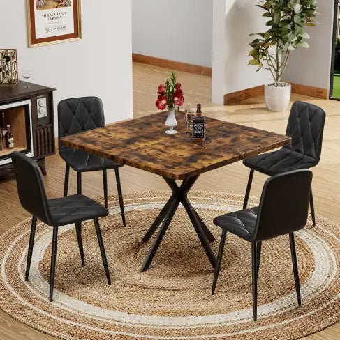 Square Dining Table, Mid Century Modern Square Dining Table For 4-6 Person, Coffee Table For Kitchen Dining Room, Office, Save Space WEM Support (www.WEM.support)