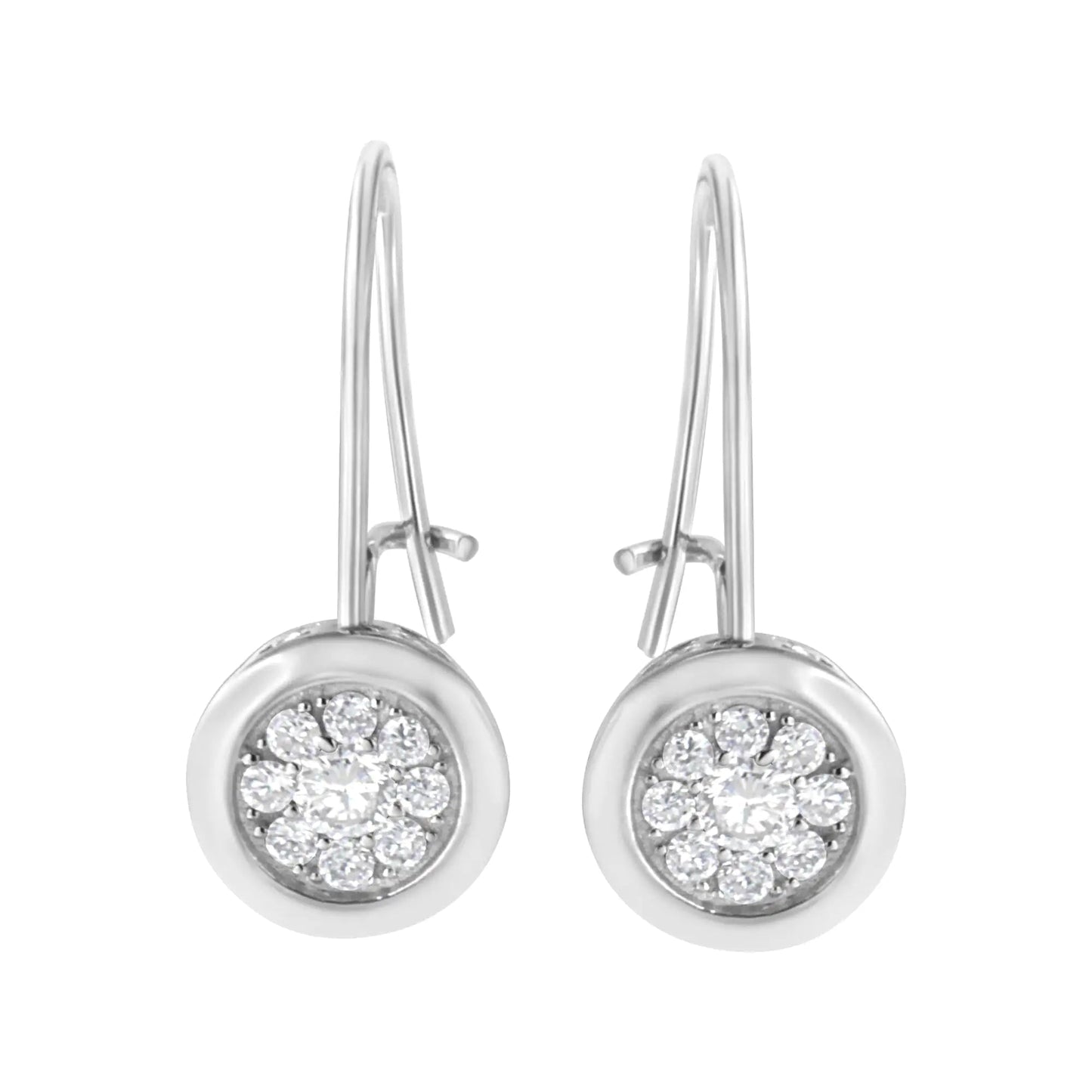 .925 Sterling Silver 5/8 cttw Lab Grown Diamond Cluster Earring (F-G Color, VS2-SI1 Clarity) WEM Support (www.WEM.support)