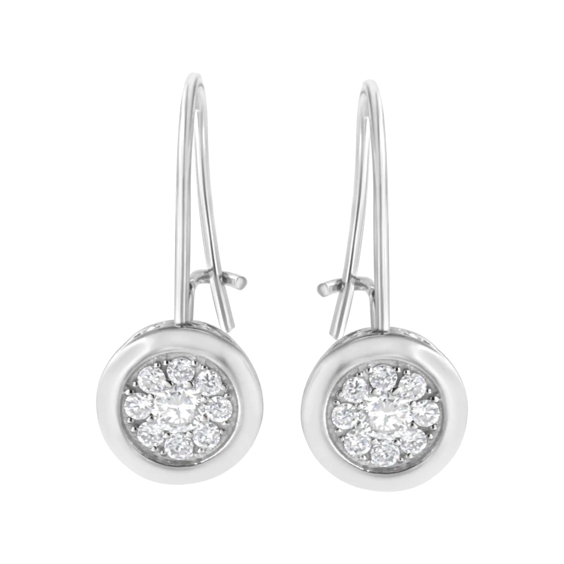 .925 Sterling Silver 5/8 cttw Lab Grown Diamond Cluster Earring (F-G Color, VS2-SI1 Clarity) WEM Support (www.WEM.support)