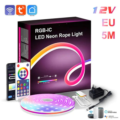 Barra de Luz Neon LED RGB com WiFi, Controle por App e Voz, Sincronização com Música – Ideal para Iluminação de Fundo de TV e Decoração de Ambientes WEM Support (www.WEM.support)