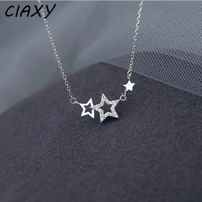 CIAXY Silver Color Inlaid Zircon Star Necklaces WEM Support (www.WEM.support)