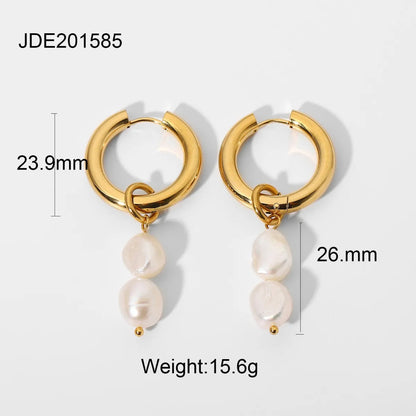Fashionable Stainless Steel Pearl Earrings HejK.com
