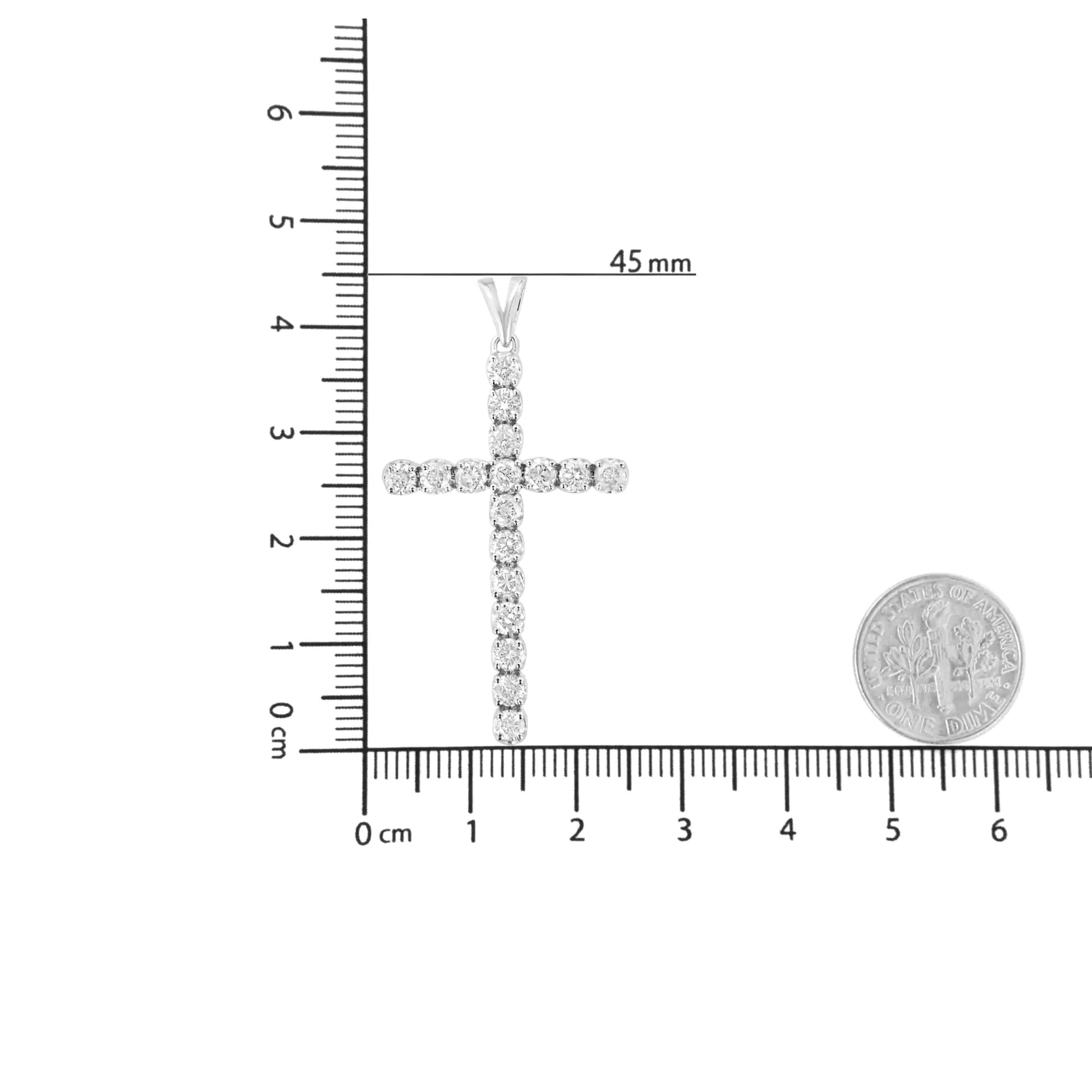 .925 Sterling Silver 2 cttw Classic Prong Set Round-Cut Diamond Cross 18" Pendant Necklace (I-J Color, I2-I3 Clarity) WEM Support (www.WEM.support)