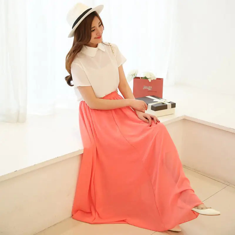 Half-Length Plus Size High Waist Chiffon Skirt