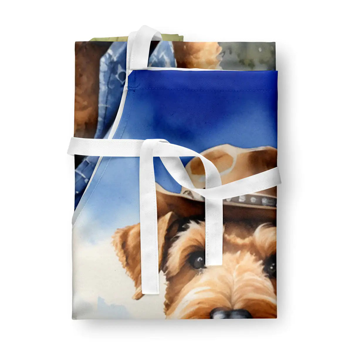 Airedale Terrier Cowboy Welcome Apron WEM Support (www.WEM.support)