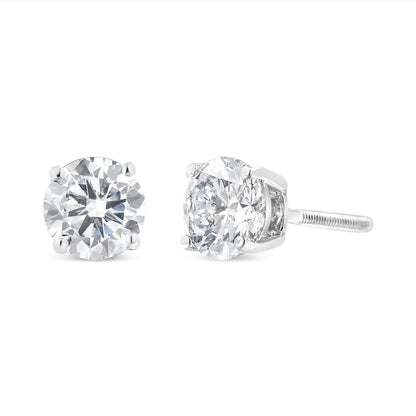 10K White Gold 1.00 Cttw Round Brilliant-Cut Near Colorless Diamond Classic 4-Prong Stud Earrings with Screw Backs (H-I Color, I2-I3 Clarity) WEM Support (www.WEM.support)