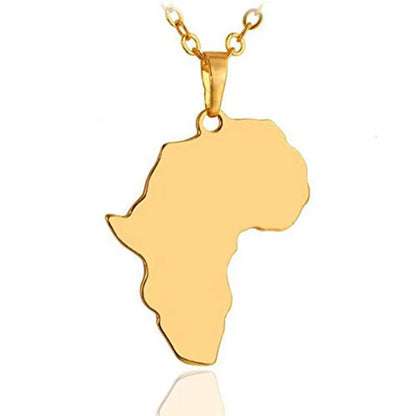 Africa Map Stainless Steel Pendant Necklace WEM Support (www.WEM.support)