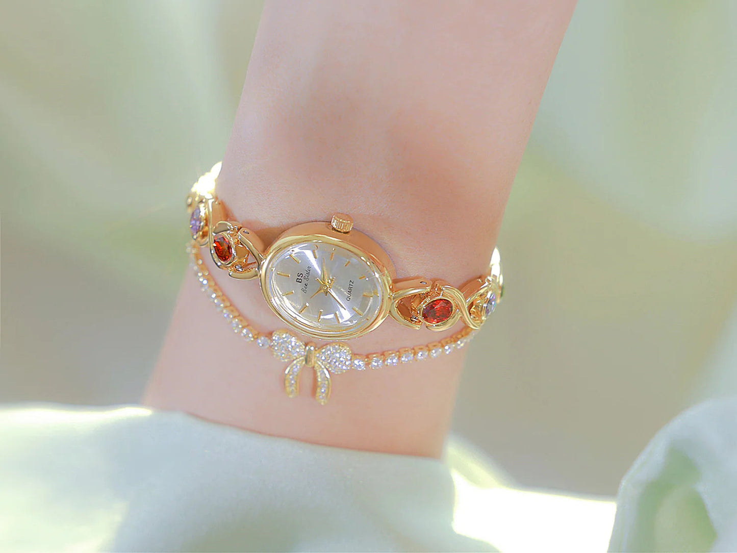 Oval Gemstone Luxury Watch HejK.com