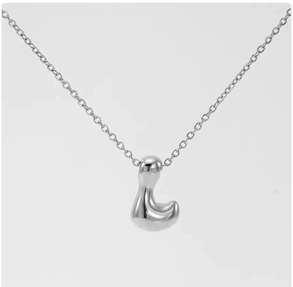 Women's Glossy Bubble Letter Pendant Necklace WEM Support (www.WEM.support)