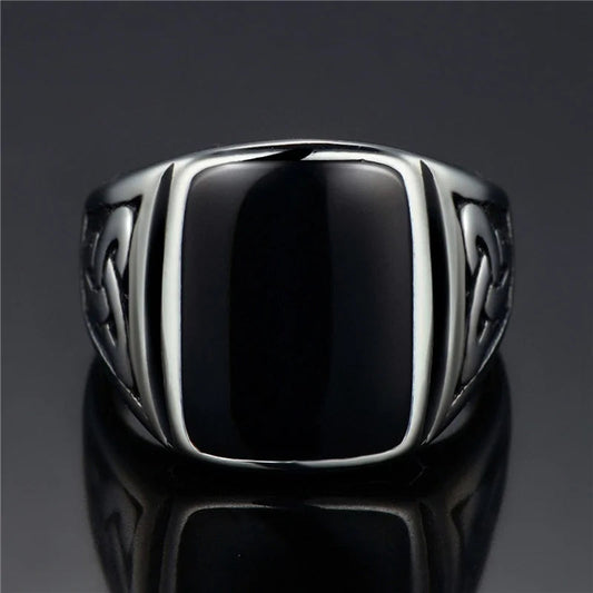 Punk Titanium Steel Valknut Signet Ring WEM Support (www.WEM.support)