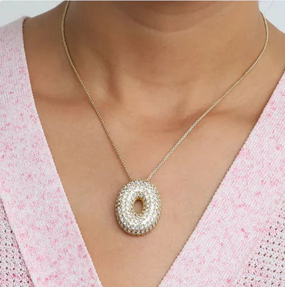 Star Brass Zircon Letter Necklace WEM Support (www.WEM.support)