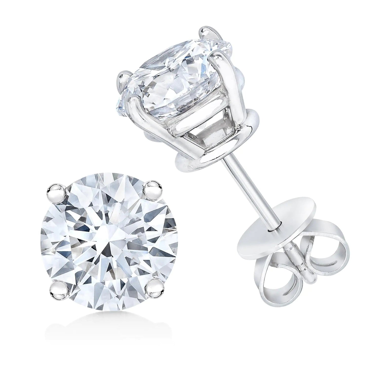Boucles d'oreilles solitaires classiques en diamant rond taille brillant de 1/2 carat en or blanc 14K certifié IGI, montées sur quatre griffes (Couleur F-G, Clarté VS1-VS2) WEM Support (www.WEM.support)