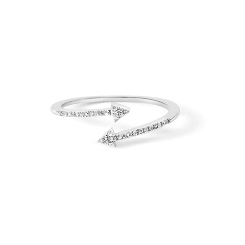 .925 Sterling Silver 1/5 Cttw Diamond Double Arrowhead Open Ring (I-J Color, I2-I3 Clarity) WEM Support (www.WEM.support)